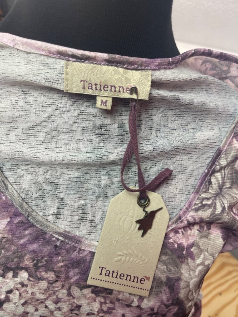 Tatienne Size Medium Floral Ruffle Cap Sleeve Layered Top Burgundy Gray Layers - Picture 5 of 9